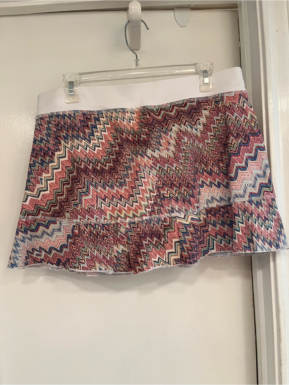 White-Waist Multi-Color Zigzag Skort